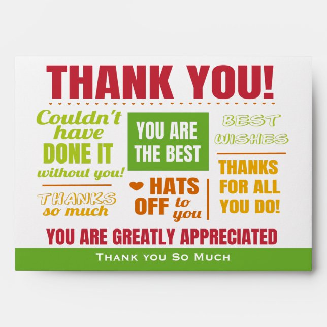 Enveloppe Cadeau d'appréciation du Merci (Devant)