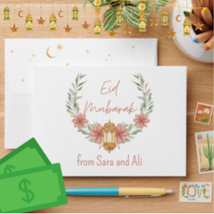 Enveloppe Cadeau d'argent de l'Aïd - Nom floral moderne élég