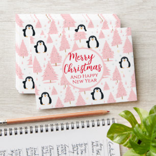 Enveloppe Cadeau de Noël Pingouin Pink Cash