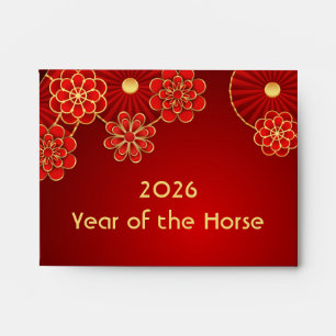 Enveloppe Cadeau Nouvel An Chinois Fortune Rouge