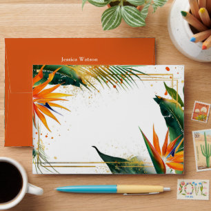 Enveloppe Cadeaux Oiseaux du Paradis Bliss orange