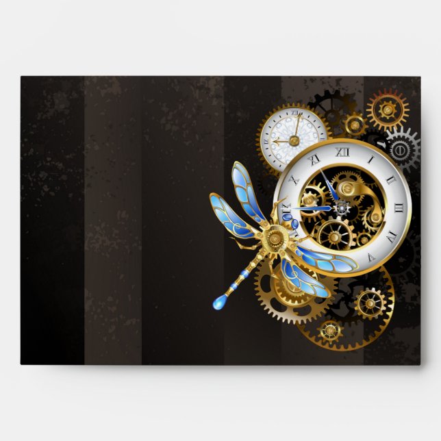 Enveloppe Cadran Steampunk avec libellule (Devant)