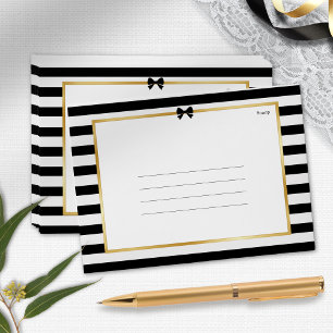 Enveloppe Cadre de mariage élégant noir blanc rayé or
