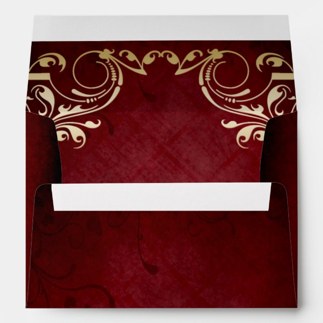 Enveloppe cadre doré rouge rustique  (Dos (Bas))