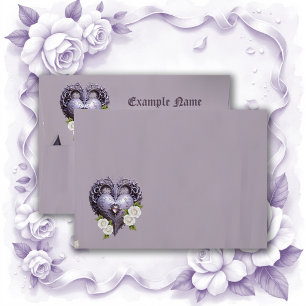 Enveloppe Cadre floral avec coeur et roses blanches