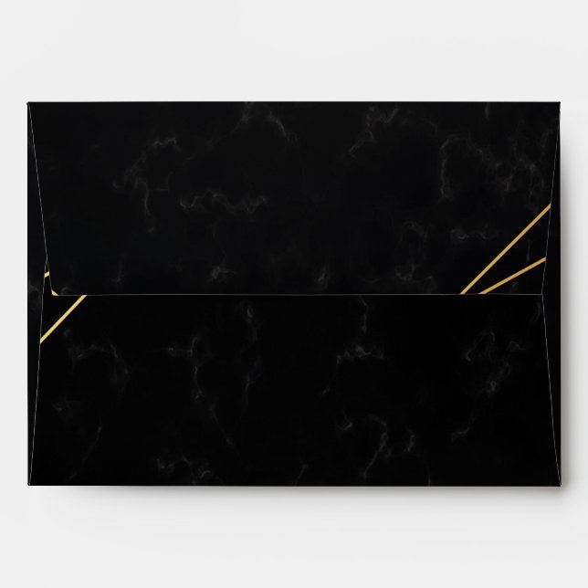 Enveloppe Cadre géométrique noir et or chic (Dos (Haut rabat))