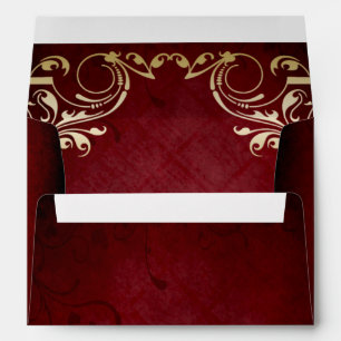 Enveloppe cadre or rustique rouge