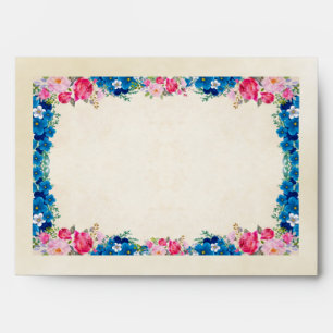 Enveloppe Cadre rose et bleu Fleur Fleur Faisant