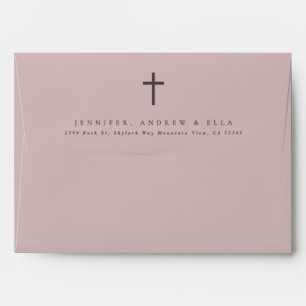 Enveloppe Calligraphie croisée rose Taupe Invitation du bapt