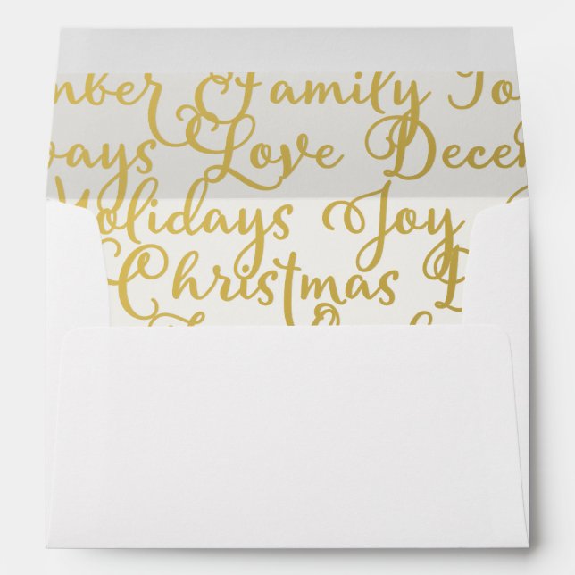Enveloppe Calligraphie d'or de Noël préadressée (Dos (Bas))