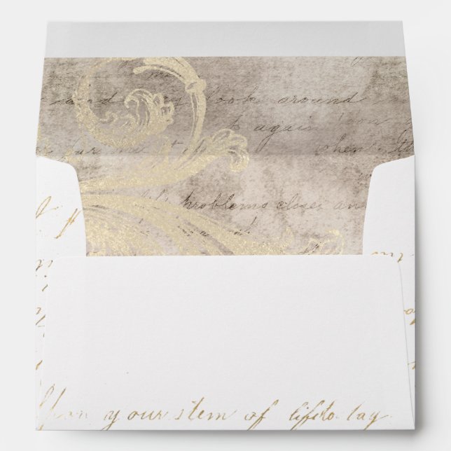 Enveloppe Calligraphie d'or vintage (Dos (Bas))