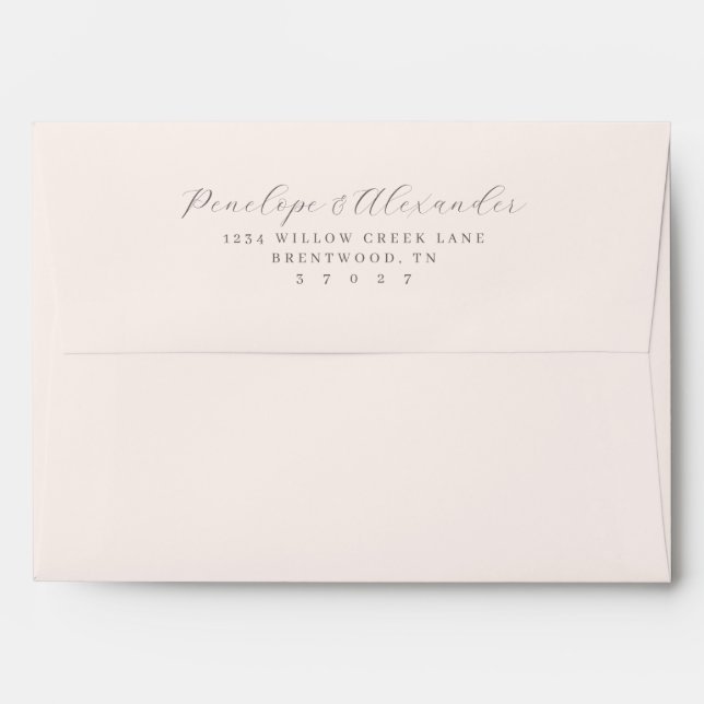 Enveloppe Calligraphie minimaliste grise élégante (Dos (Haut rabat))