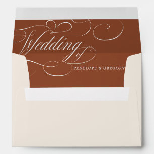 Enveloppe Calligraphie moderne Mariage en terre cuite intemp