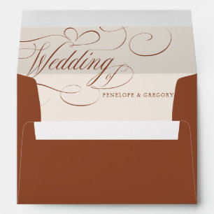 Enveloppe Calligraphie moderne Mariage en terre cuite intemp