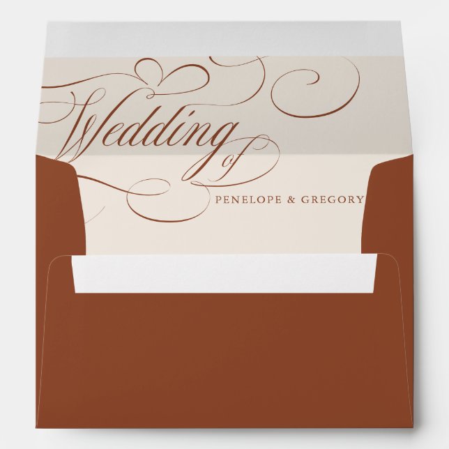 Enveloppe Calligraphie moderne Mariage en terre cuite intemp (Dos (Bas))