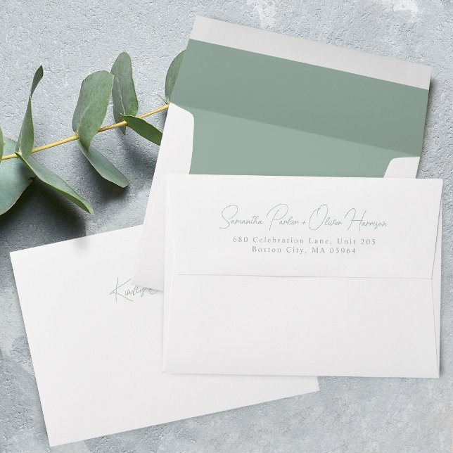 Enveloppe Calligraphie moderne Mariage vert Dusty (Modern Calligraphy Dusty Green Wedding Envelope)