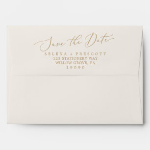 Enveloppe Calligraphie Or Delicate Enregistrer la carte Date