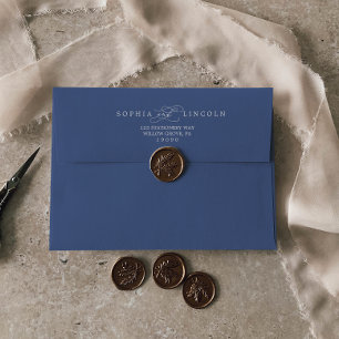 Enveloppe Calligraphie romantique Mariage bleu Denim