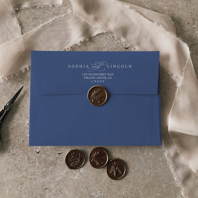 Enveloppe Calligraphie romantique | Mariage bleu Denim (Créateur téléchargé)