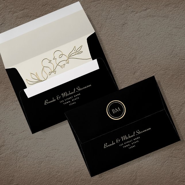 Enveloppe Calligraphie romantique Mariage noir (Créateur téléchargé)