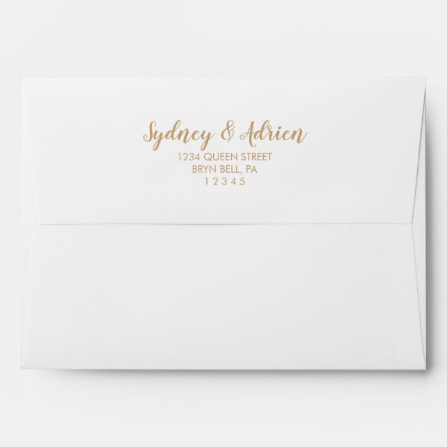 Enveloppe Calligraphie simple en Faire-part de mariage or (Dos (Haut rabat))