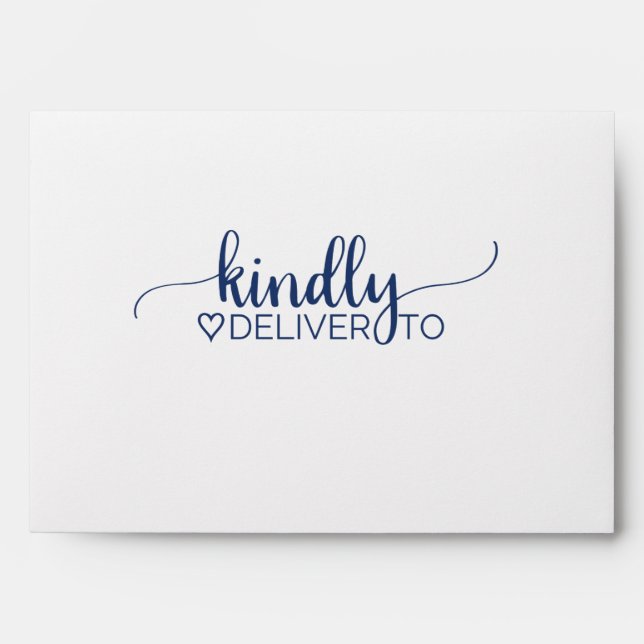 Enveloppe Calligraphie simple Mariage bleu marine (Devant)