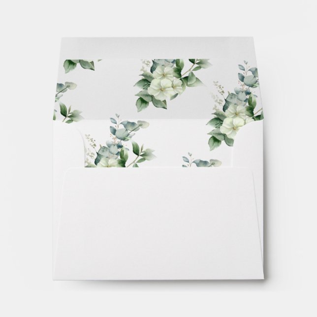 Enveloppe Calligraphie simple Verdure rustique Mariage flora (Dos (Bas))