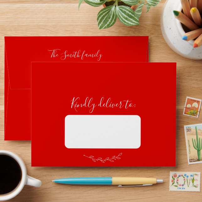 Enveloppe calligraphique personnalisée de Noël rou (Desk)