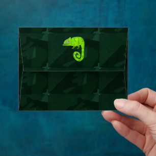 Enveloppe Caméléon vert mignon