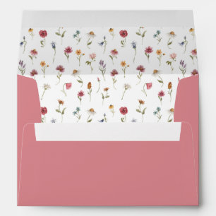 Enveloppe CAMILLA Cute Aquarelle Fleur sauvage rose