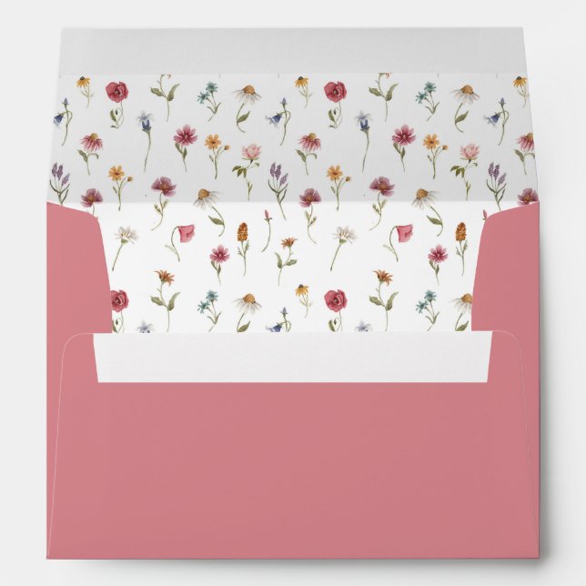 Enveloppe CAMILLA Cute Aquarelle Fleur sauvage rose (Dos (Bas))