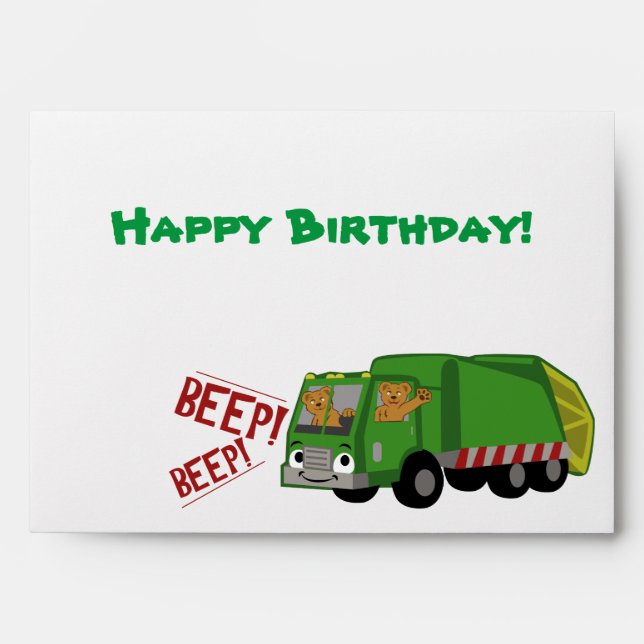 Enveloppe Camion d'ordures d'anniversaire (Devant)