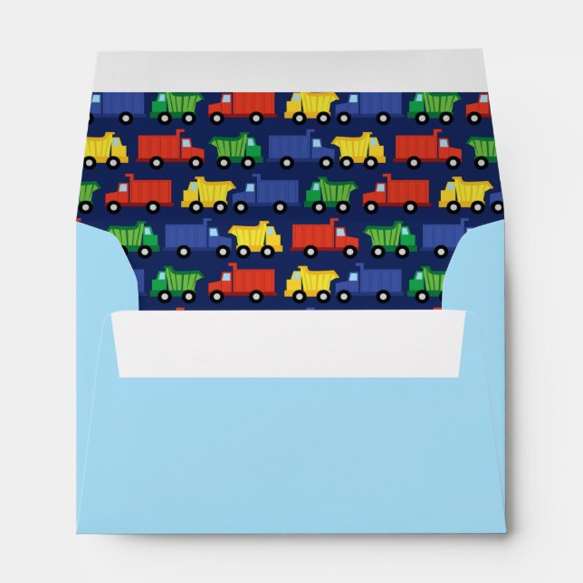 Enveloppe Camions Boy Baby shower Construction Cute (Dos (Bas))