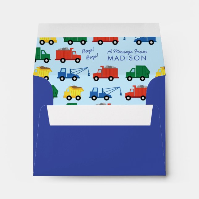 Enveloppe Camions Véhicules de construction Garçon's Cute Ki (Dos (Bas))