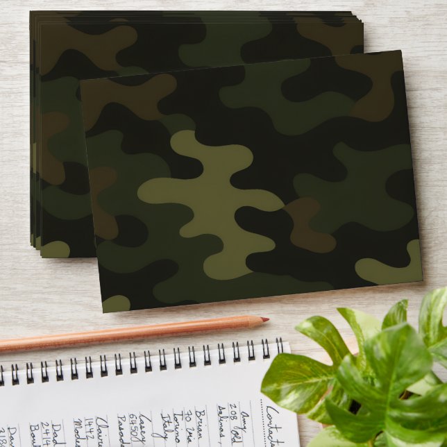 Enveloppe Camo Terreux Verts Bruns Gras Personnaliser Nom (Stacked)