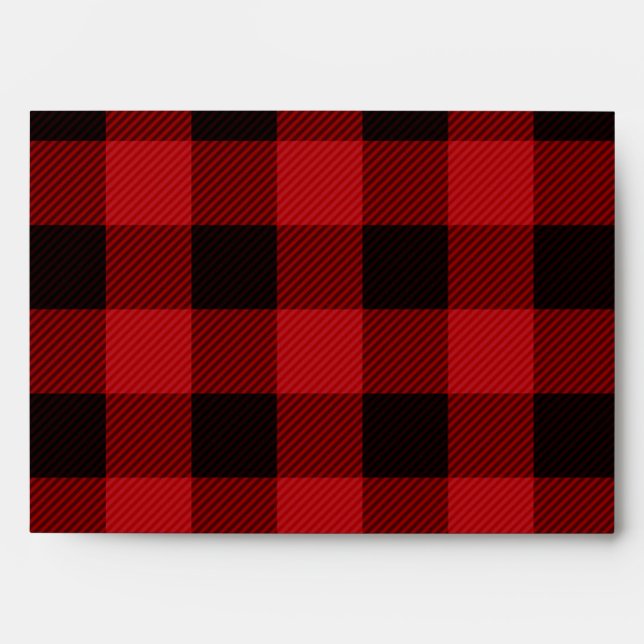 Enveloppe campagne Noël Rouge bison lombard plaid (Devant)