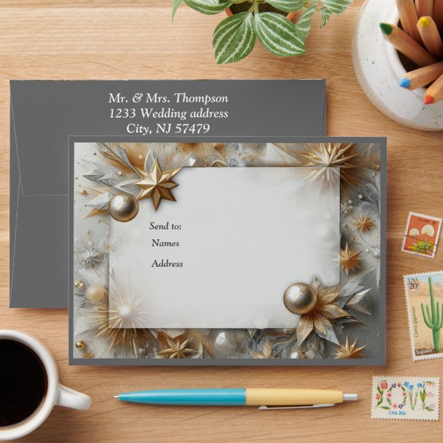 Enveloppe Capturer Art Hiver Scène & Cristaux de neige et de (Desk)