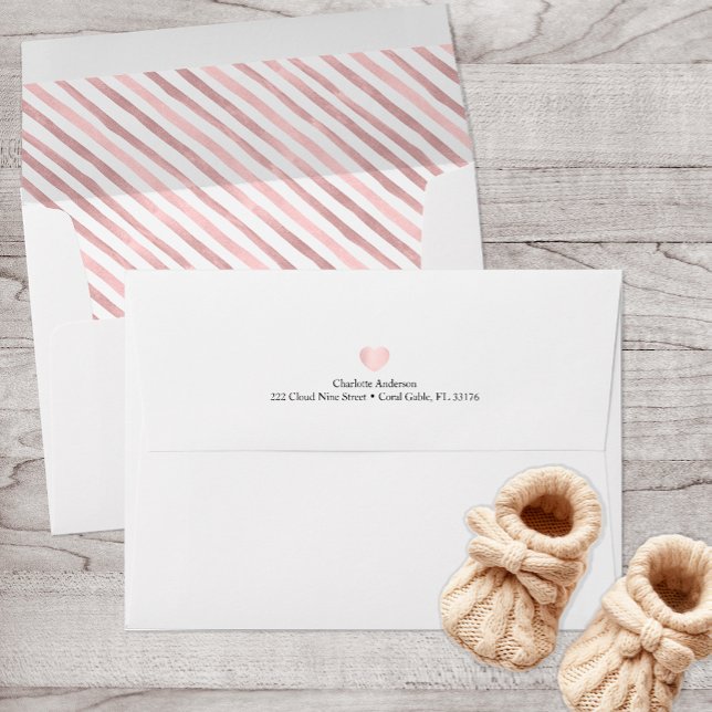 Enveloppe Cardiaque rose pâle (Sweet Pink Self Addressed Envelope)