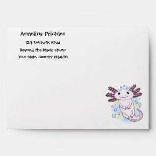 Enveloppe Caricature axolotl rose adorable