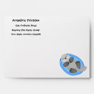 Enveloppe Caricature bleu loutre de mer joyeux