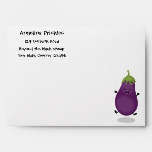 Enveloppe Caricature d'aubergine d'aubergine joliment heureu