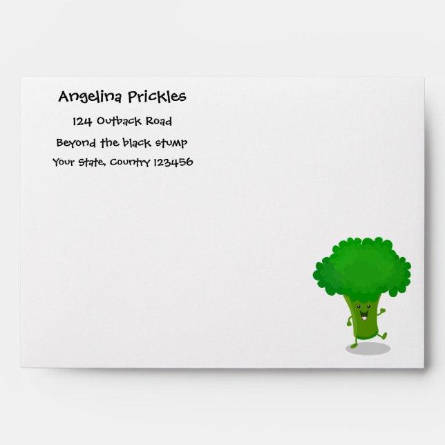 Enveloppe Caricature de brocoli dansant Cute kawaii (Devant)