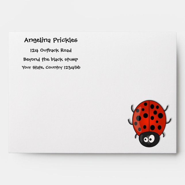 Enveloppe Caricature de coccinelle rouge joyeux (Devant)