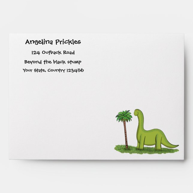 Enveloppe Caricature de dinosaure de brontosaurus vert migno (Devant)
