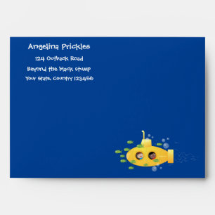 Enveloppe Caricature de poisson sous-marin jaune mignon