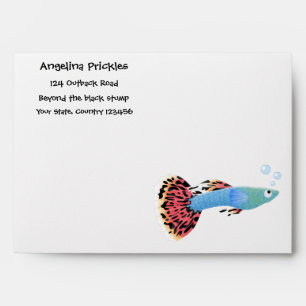 Enveloppe Caricature de poisson tropical guppy très chic