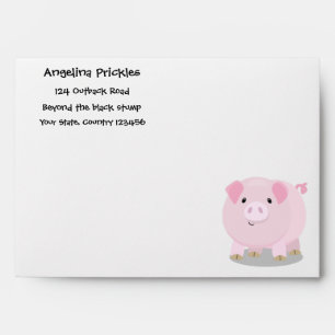Enveloppe Caricature de porc mignon rose pot vendue