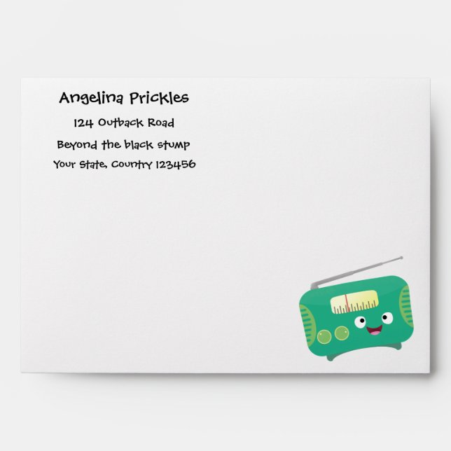 Enveloppe Caricature de radio rétro amusante (Devant)