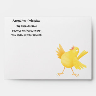Enveloppe Caricature d'oiseau canari jaune chantant mignon