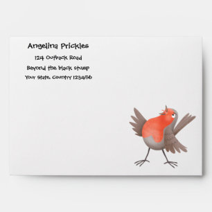 Enveloppe Caricature d'oiseau rouge chantant mignon